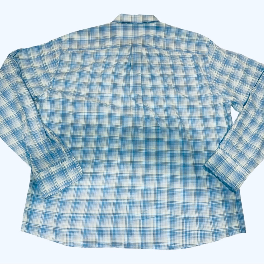 Peter Millar Mens Shirt 100% Cotton Teal Blue Plaid Long Sleeve Button Up Sz XL - Picture 3 of 5